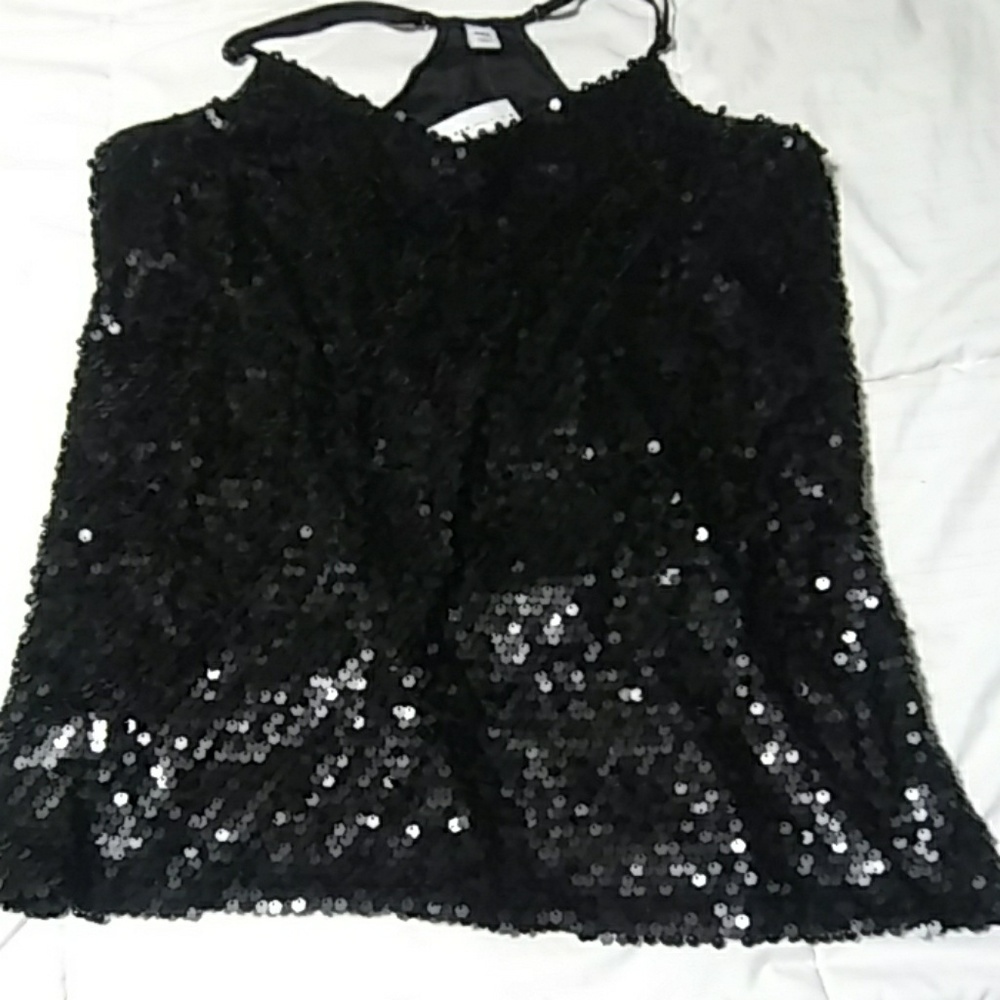 Black Sequin Dress Top